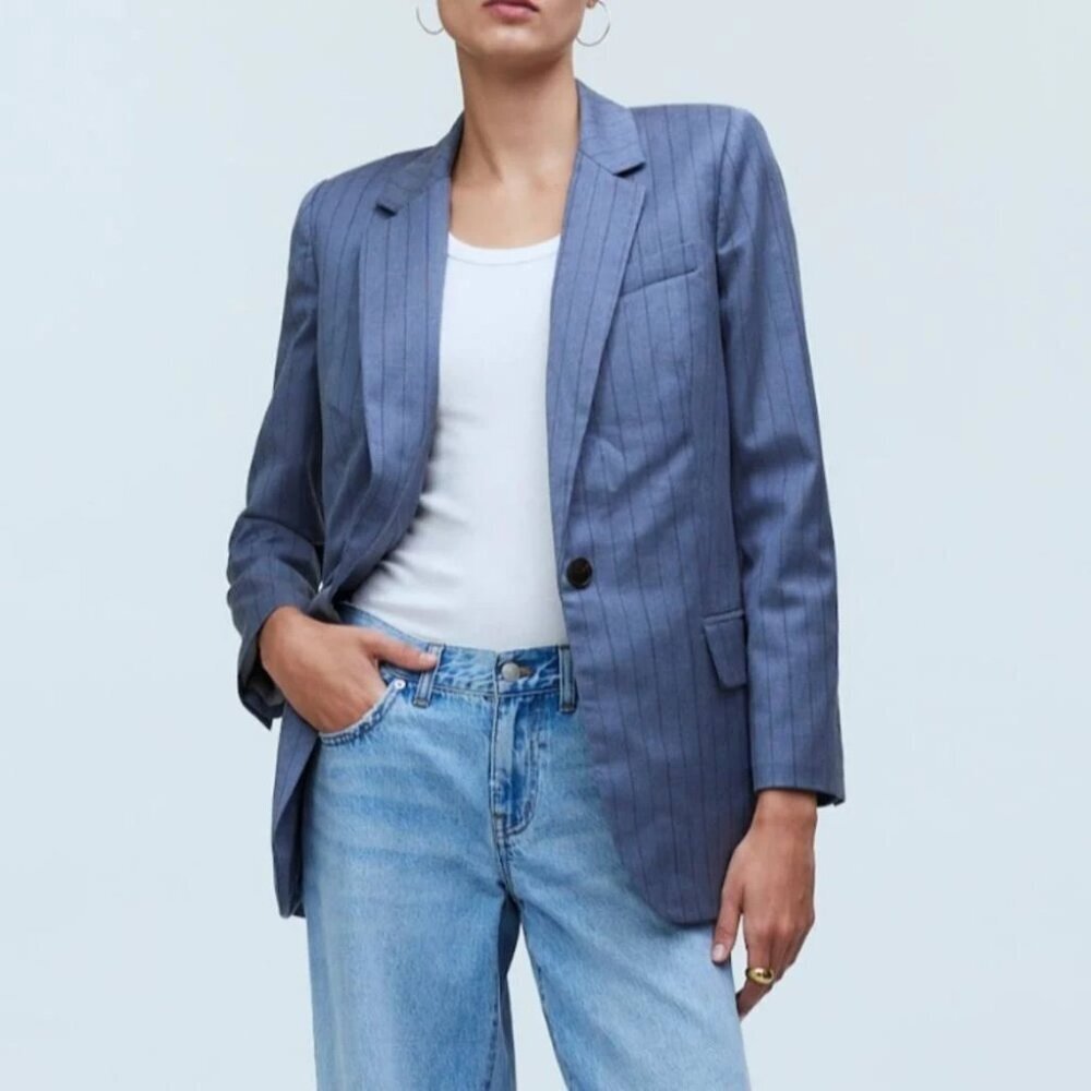 Madewell single breasted Gray Striped Blazer #2762-1